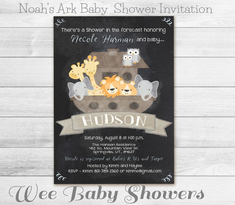 Noah's Ark Baby Shower Chalkboard Baby Shower Invitation - Etsy