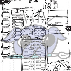 Cat D&D Player Sheet Combo INSTANT DOWLOAD Digital Art image 2