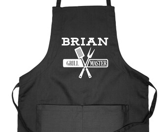 Personalized Apron, Custom Apron, Apron for Men, Grill Master, Gift for Grillers, Gift for Grill Lover, Gift Idea for Griller, BBQ Apron