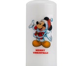 Mickey Mouse Christmas Unscented White Pillar Candle