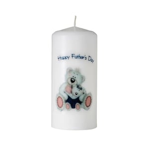 Happy Father&#39;s Day White  Unscented Pillar Candle,Animal, Eco & Vegan and Vegetarian Friendly