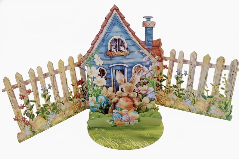 3D Easter Bunny Pop up Card, Handmade Greeting Card (delivery Duty Paid ...