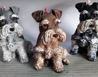 Handmade Schnauzer candle, animal, eco vegan and vegetarian friendly.  Comes fully house trained!