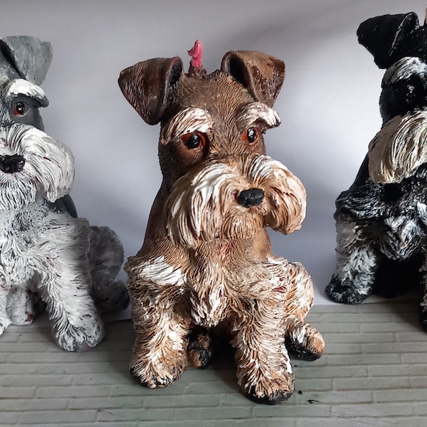 Bougie Schnauzer faite main, respectueuse des animaux, éco-végétalienne et végétarienne. Livré entièrement formé à la maison !