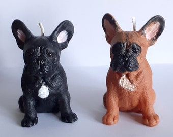 Handmade French bulldog dog candle, can be personalised to look like your pet. Comes fully house trained!