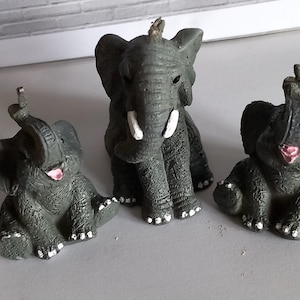 Handgemachte Elefantenfamilie Kerzen aus veganem Pflanzenwachs, 3er-Set