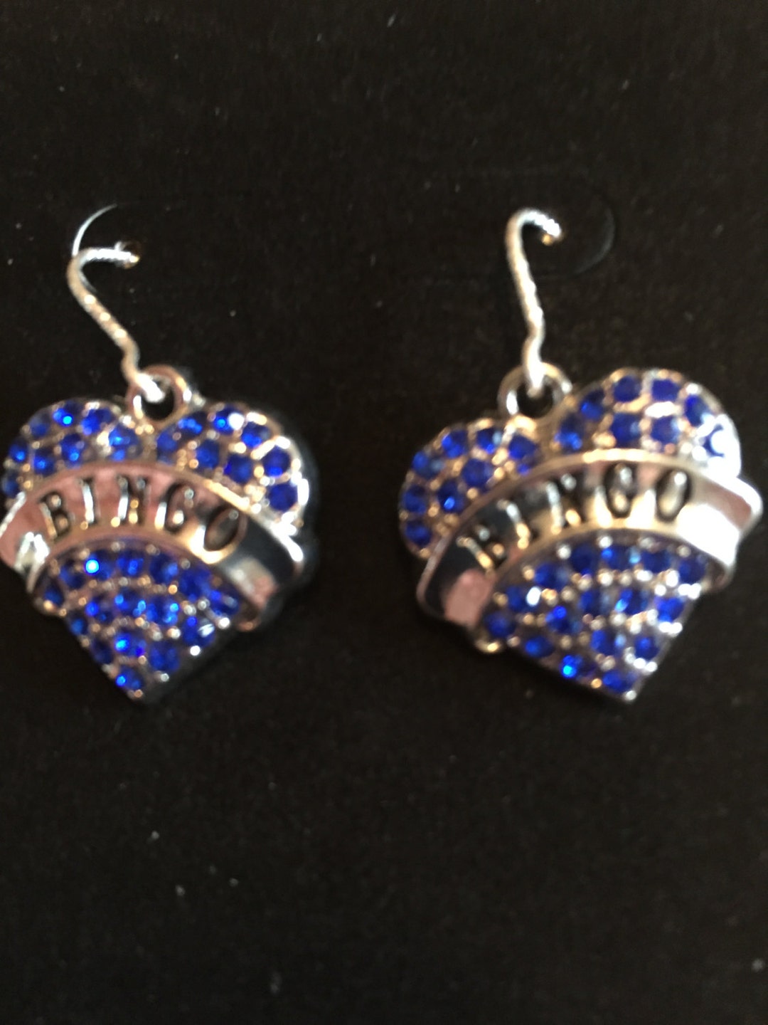 BINGO Heart Crystal Earrings Etsy