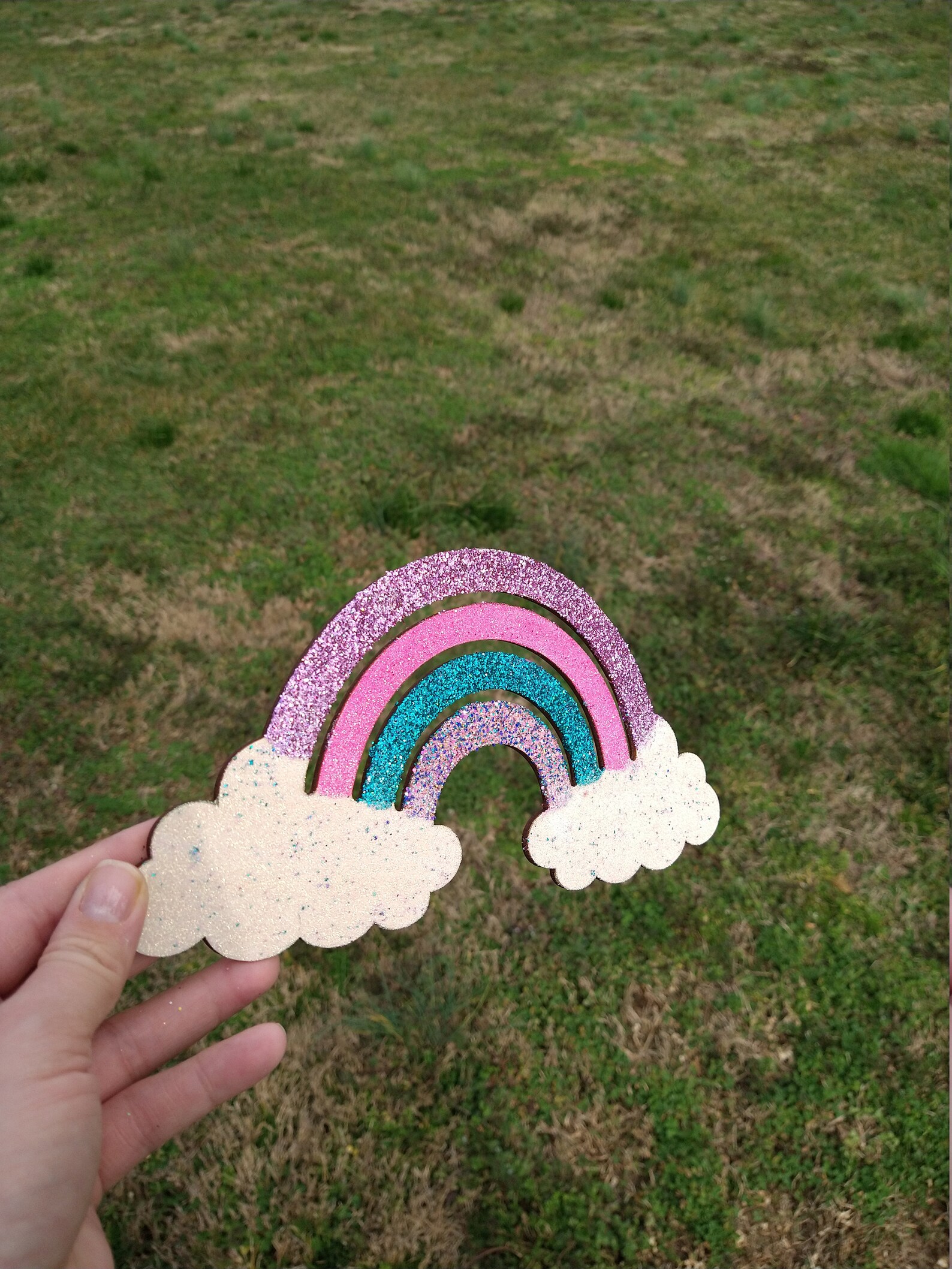 Glitter rainbow wood cutout Etsy