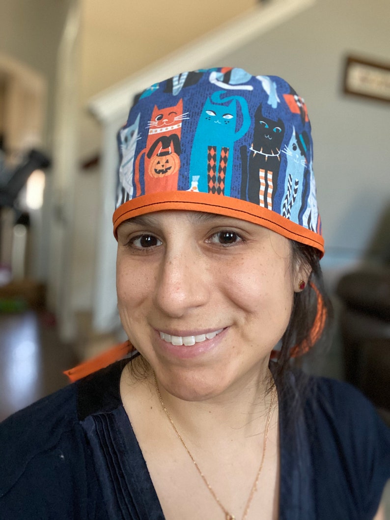 Halloween Cat Scrub Hat