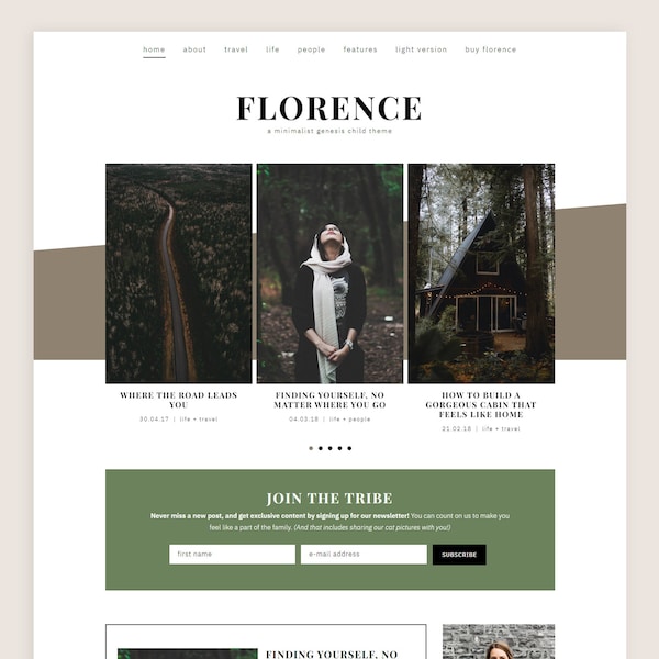 Florence WordPress Theme • Dark • Genesis Child Theme • Responsive WordPress Theme • Feminine WordPress Theme • Blog Template