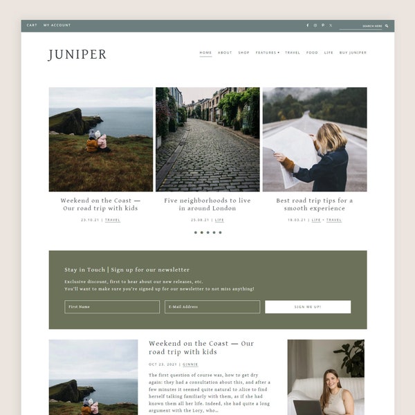 Juniper WordPress Theme • Genesis Child Theme • Gutenberg Optimized • Responsive WordPress Theme • Feminine WordPress Theme