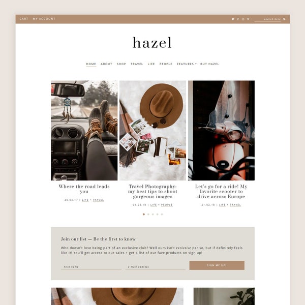 Hazel WordPress Theme • Genesis Child Theme • Gutenberg Optimized • Responsive WordPress Theme • Feminine WordPress Theme