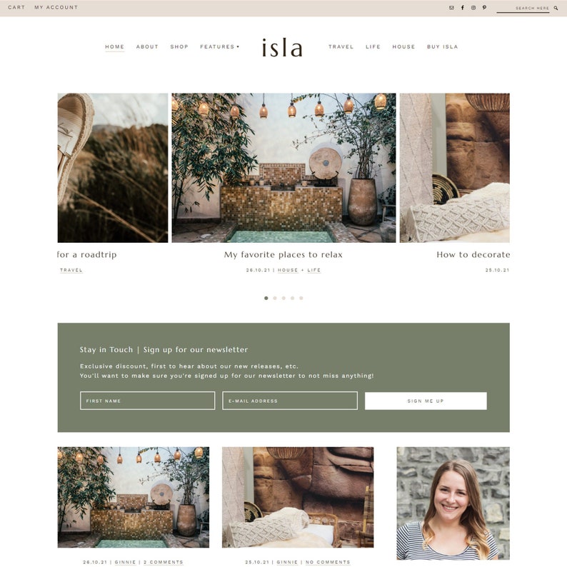 Isla WordPress Theme • Genesis Child Theme • Gutenberg Optimized • Responsive WordPress Theme • Feminine WordPress Theme 