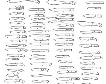 Bundle 1 of knife template files for laser cutting, plasma cutting and waterjet cutting (dxf , dwg)