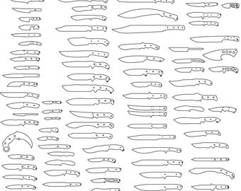 Paquete de 3 archivos de plantillas de cuchillos para corte por láser, corte por plasma y corte por chorro de agua (dxf, dwg)