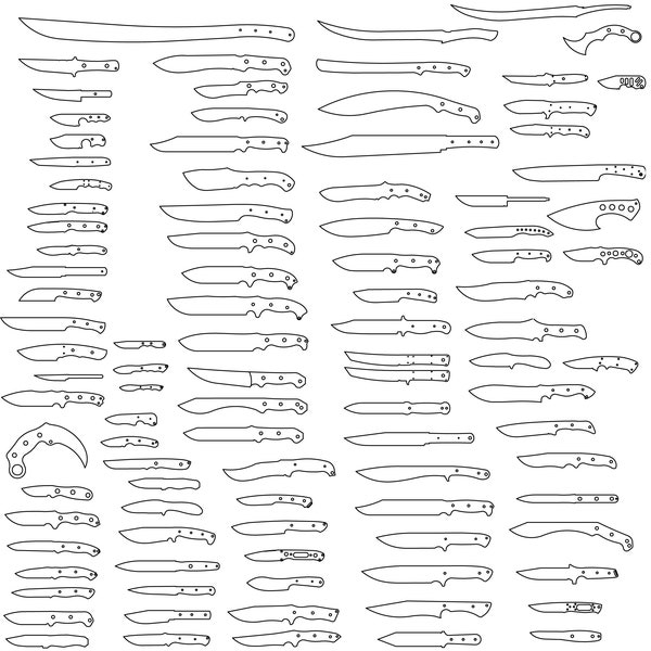 Bundle 3 of knife template files for laser cutting, plasma cutting and waterjet cutting (dxf , dwg)