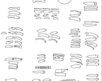 Bundle 2 of knife template files for laser cutting, plasma cutting and waterjet cutting (dxf , dwg)