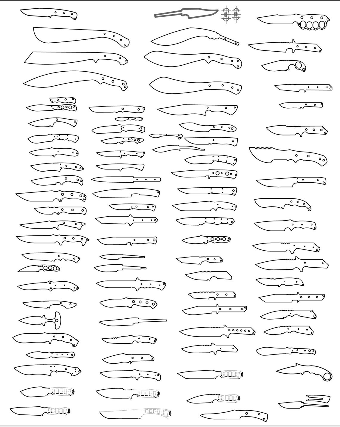 Bundle 1 of Knife Template Files for Laser Cutting, Plasma Cutting and Bundle 1 of Knife Template Files for Laser Cutting, Plasma Cutting and