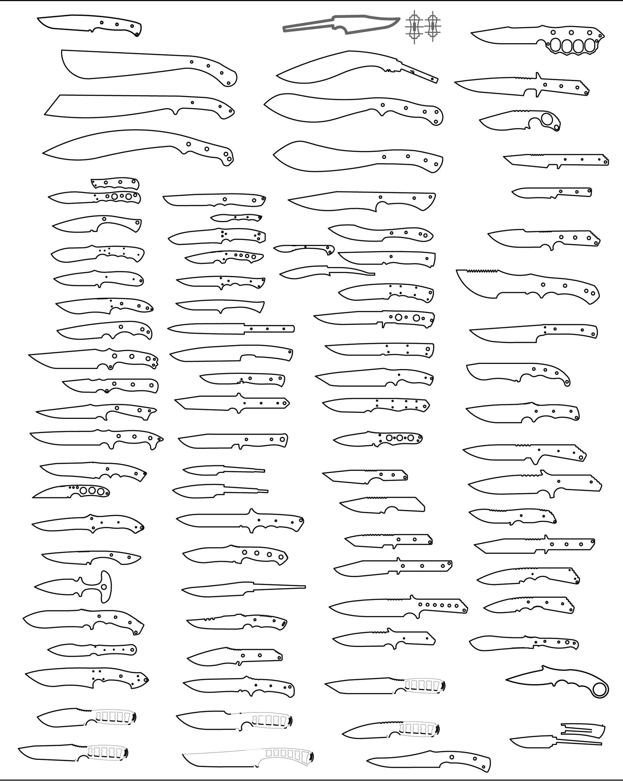 Bundle 1 of Knife Template Files for Laser Cutting, Plasma Cutting and Bundle 1 of Knife Template Files for Laser Cutting, Plasma Cutting and