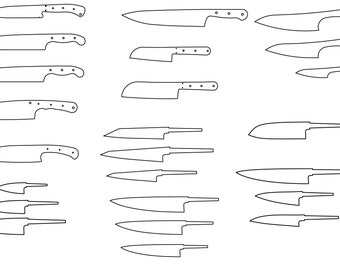 Bundle 5 of knife template files for laser cutting, plasma cutting and waterjet cutting (dxf , dwg)