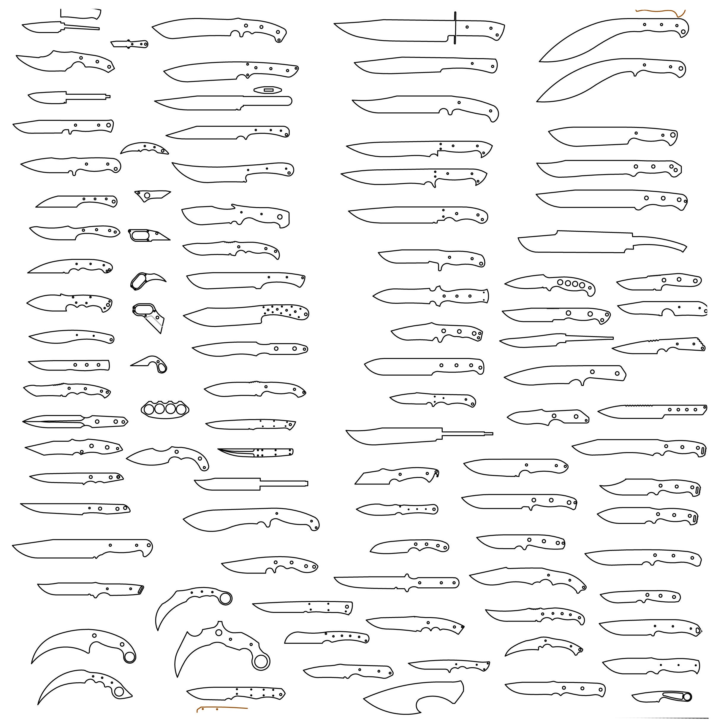 Bundle 4 of Knife Template Files for Laser Cutting, Plasma Cutting and