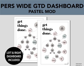 Personal WIDE Rings GTD Dashboard, PRINTABLE Planner Insert, Pastel Mod Color, Double Sided Dashboard, Minimalist Design, Pdf File