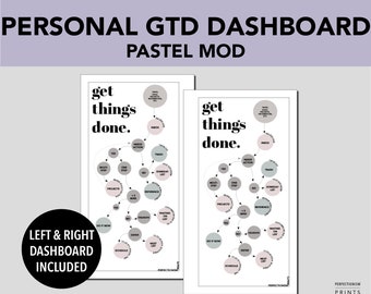 PERSONAL Rings GTD Dashboard, PRINTABLE Planner Insert, Pastel Mod Color, Double Sided Dashboard, Minimalist Design, Pdf File