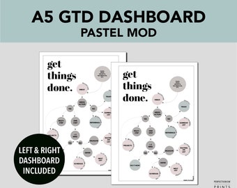 A5 RINGS GTD Dashboard, PRINTABLE Planner Insert, Pastel Mod Color, Double Sided Dashboard, Minimalist Design, Pdf File
