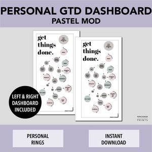 PERSONAL Rings GTD Dashboard, PRINTABLE Planner Insert, Pastel Mod Color, Double Sided Dashboard, Minimalist Design, Pdf File