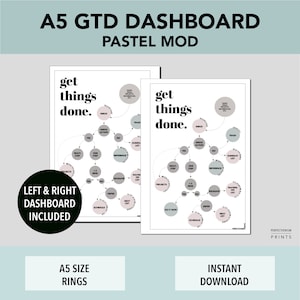 A5 RINGS GTD Dashboard, PRINTABLE Planner Insert, Pastel Mod Color, Double Sided Dashboard, Minimalist Design, Pdf File