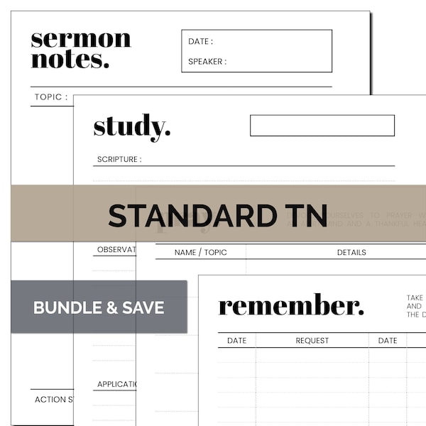 STANDARD TN Faith Builder Bundle Christian Planner Inserts