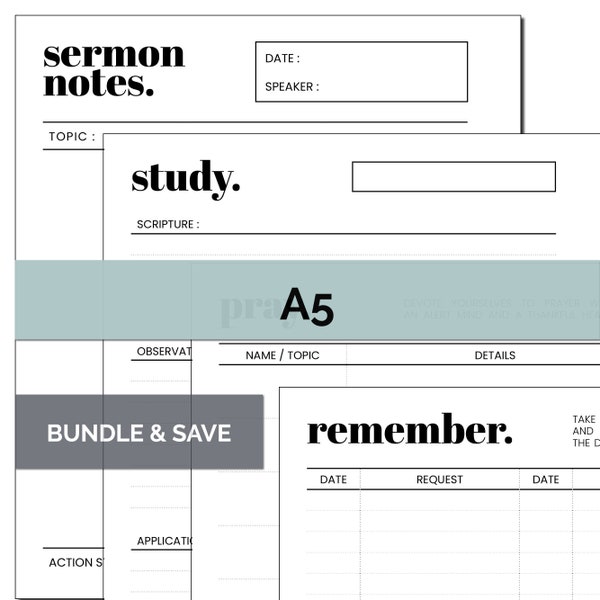 A5 Faith Builder Bundle Christian Ringbound Planner Inserts