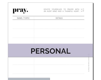 PERSONAL Prayer List Ringbound Planner Insert