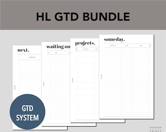 HALF Letter Get Things Done Bundle, PRINTABLE Planner Inserts, GTD Bundle, Minimalist Design, Pdf Files