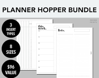 Planner Hopper Bundle, PRINTABLE Planner Sampler, Minimalist Design, Pdf, A5, Half Letter, B6, HP Mini, Personal Wide, Personal, A6, Pocket