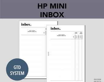 HP MINI Inbox, PRINTABLE Planner Insert, Brain Dump Insert, Gtd Inspired, Minimalist Design, Pdf File