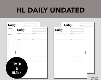 HALF Letter Daily Undated, PRINTABLE Planner Insert, Daily Schedule, Monday Start, Sunday Start, Minimalist Design, Pdf File