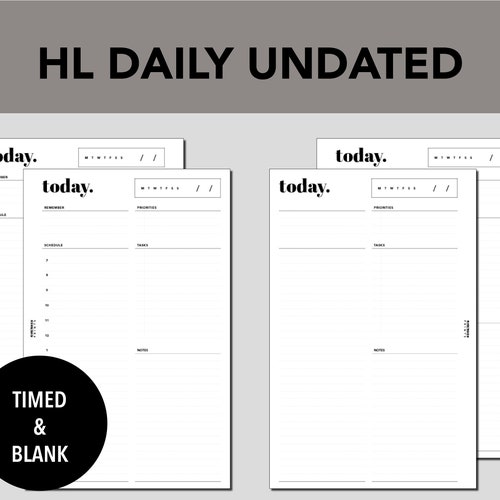 Daily Planner Half Size Half Letter Inserts Printable Undated Etsy