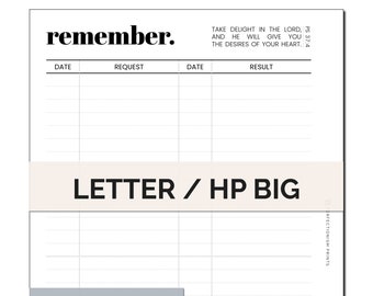 LETTER / HP BIG Remembrance Journal Discbound Planner Insert