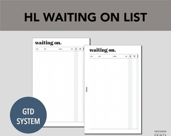 HALF Letter Waiting On List, PRINTABLE Planner Insert, List to Help Get Things Done, Delegation List, Minimalist Design, Pdf File