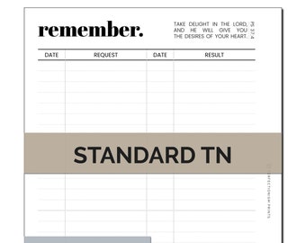 STANDARD TN Remembrance Journal Planner Insert