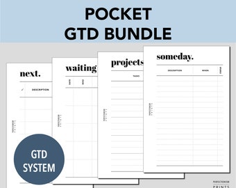 POCKET Rings Get Things Done Bundle, PRINTABLE Planner Inserts, GTD Bundle, Minimalist Design, Pdf Files