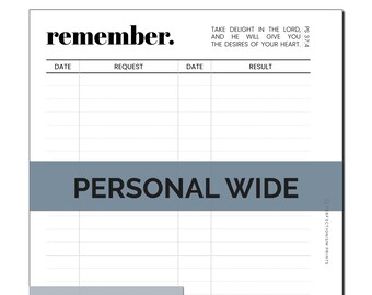 Personal WIDE Remembrance Journal Ringbound Planner Insert