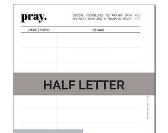HALF LETTER Prayer List Discbound Planner Insert