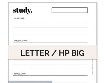 LETTER / HP BIG Bible Study Notes (S.O.A.P. Format) Discbound Planner Insert