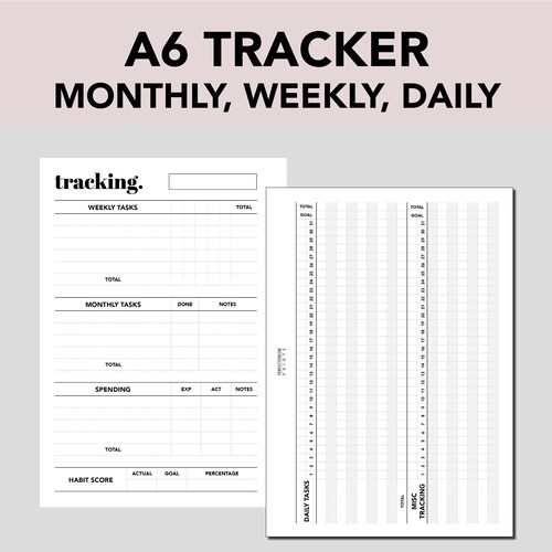 A6 RINGS Habit Tracker PRINTABLE Planner Insert Monthly - Etsy