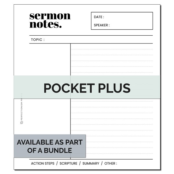 Pocket PLUS Sermon Notes Ringbound Planner Insert