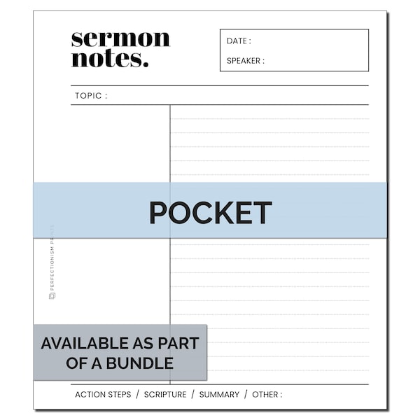 POCKET Sermon Notes Ringbound Planner Insert