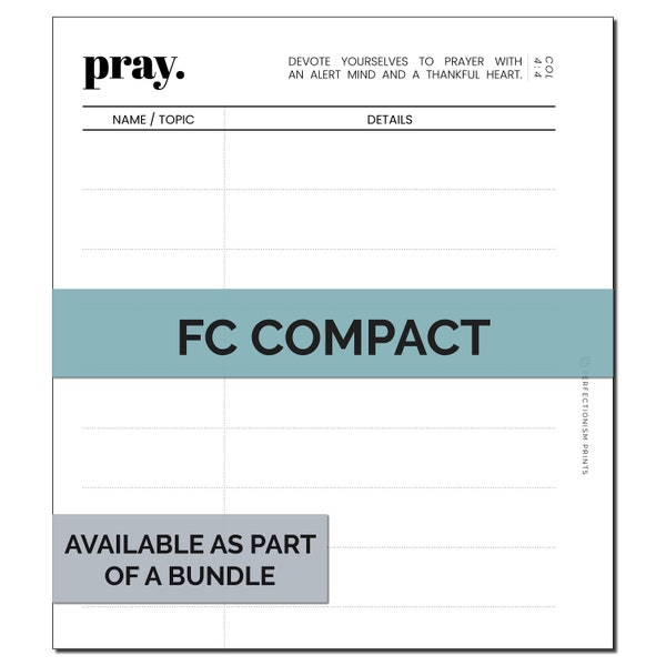 FC COMPACT Prayer List Ringbound Planner Insert