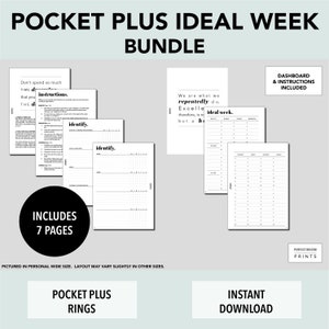 Pocket PLUS RINGS Ideal Week Bundle, PRINTABLE Planner Insert, Monday Start, Sunday Start, Minimalist Design, Pdf File